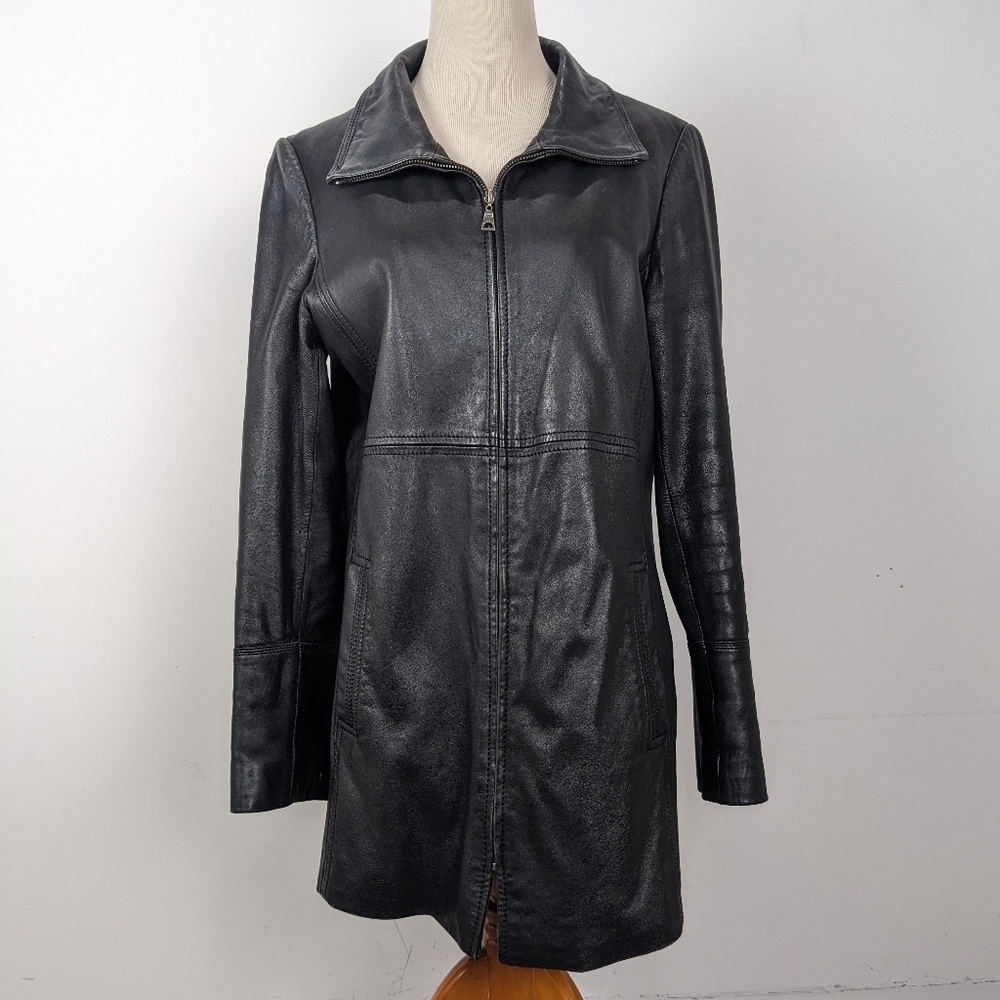 Danier Black Leather Jacket Zipper Removable Lining Small